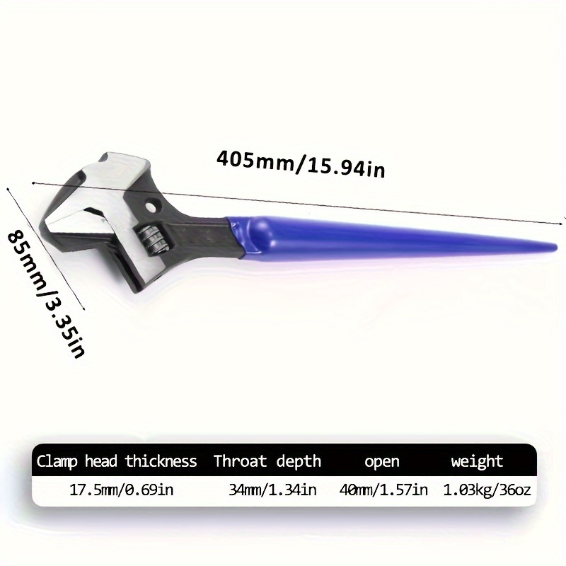 Temu – TEMU Adjustable Wrench, 16in/405mm Reversible Jaw Adjustable Wrench With And Pipe Wrench
