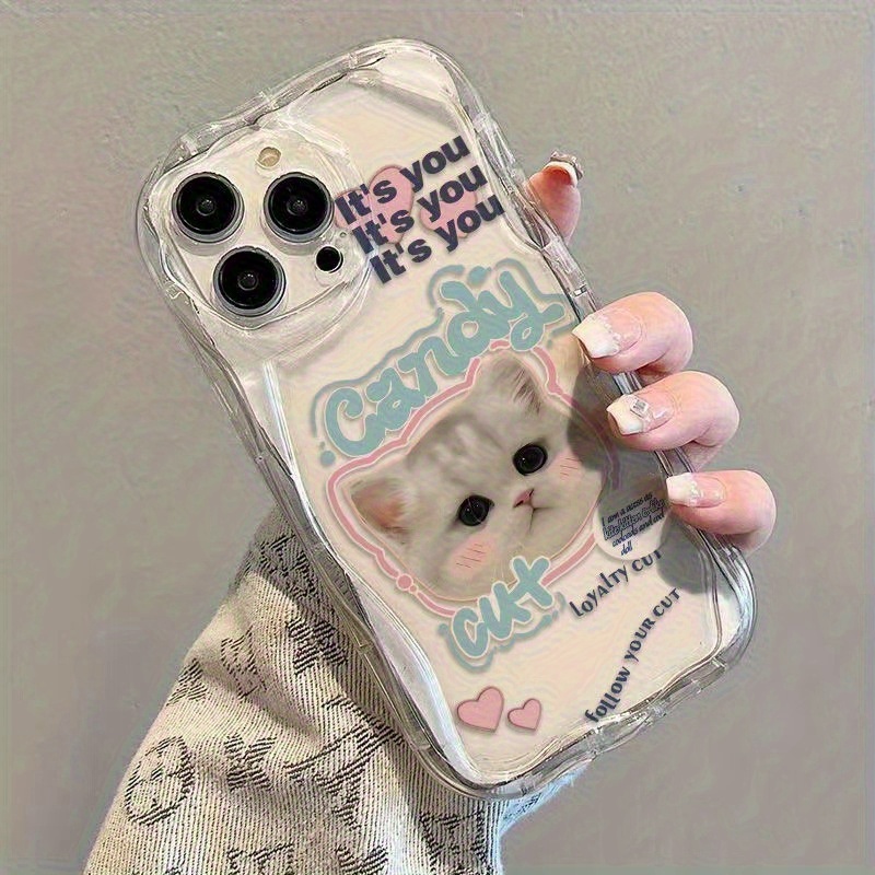 

Cute Cat Transparent Cream Pattern Suitable For Iphone16/13promax/12pro/14plus/xsmax/15/11/7/8 Mobile Phone Case Soft Case