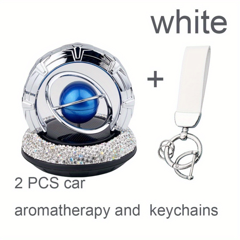 TEMU Car Aromatherapy Personality Cute Inlaid Artificial Diamonds+1pc Exquisite Keychain, For Ladies