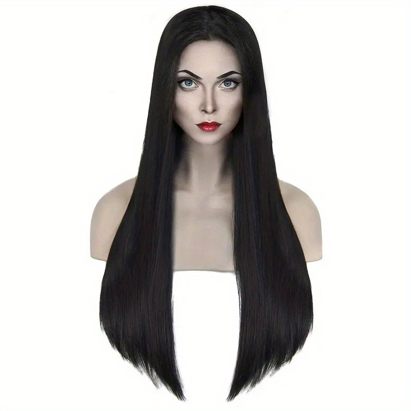 

Long Straight Black Synthetic Wig For Women, Heat Resistant, Movie Themed, Costume Accessory, Button Cap Wig