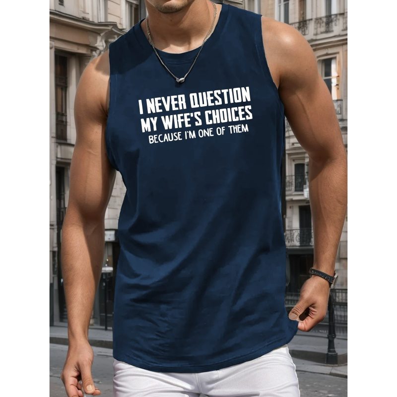 

Men's Breathable Polyester Tank Top - Casual Geometric Print, Round Neck Sleeveless Shirt For Summer, Machine Washable