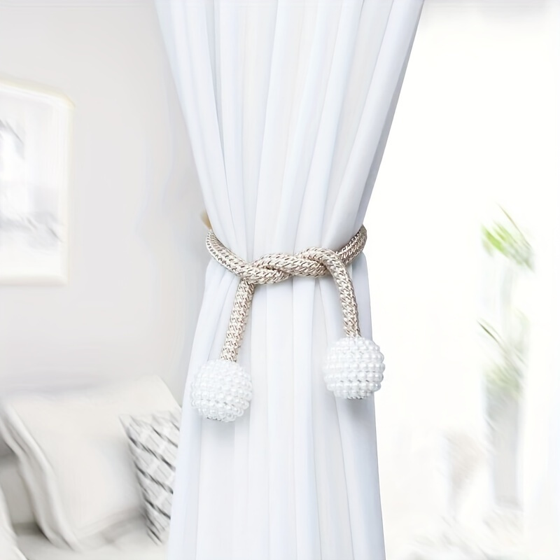 6pcs 40Cm/15.75In Magnetic Curtain Tiebacks Polyester Rope Holdbacks Contemporary Style Window Drapery Tie Fixer for Home Office Decor