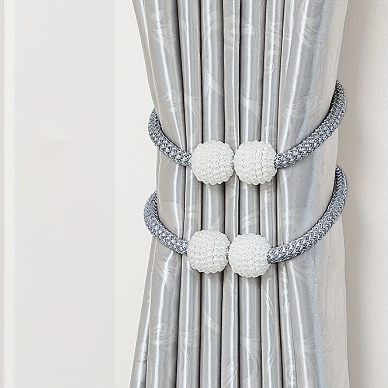 6pcs 40Cm/15.75In Magnetic Curtain Tiebacks Polyester Rope Holdbacks Contemporary Style Window Drapery Tie Fixer for Home Office Decor
