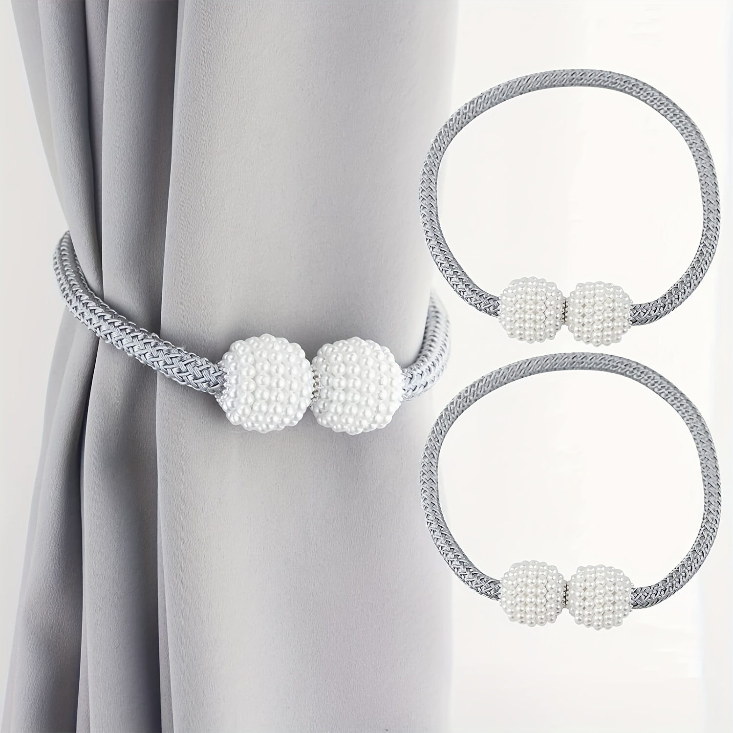 6pcs 40Cm/15.75In Magnetic Curtain Tiebacks Polyester Rope Holdbacks Contemporary Style Window Drapery Tie Fixer for Home Office Decor