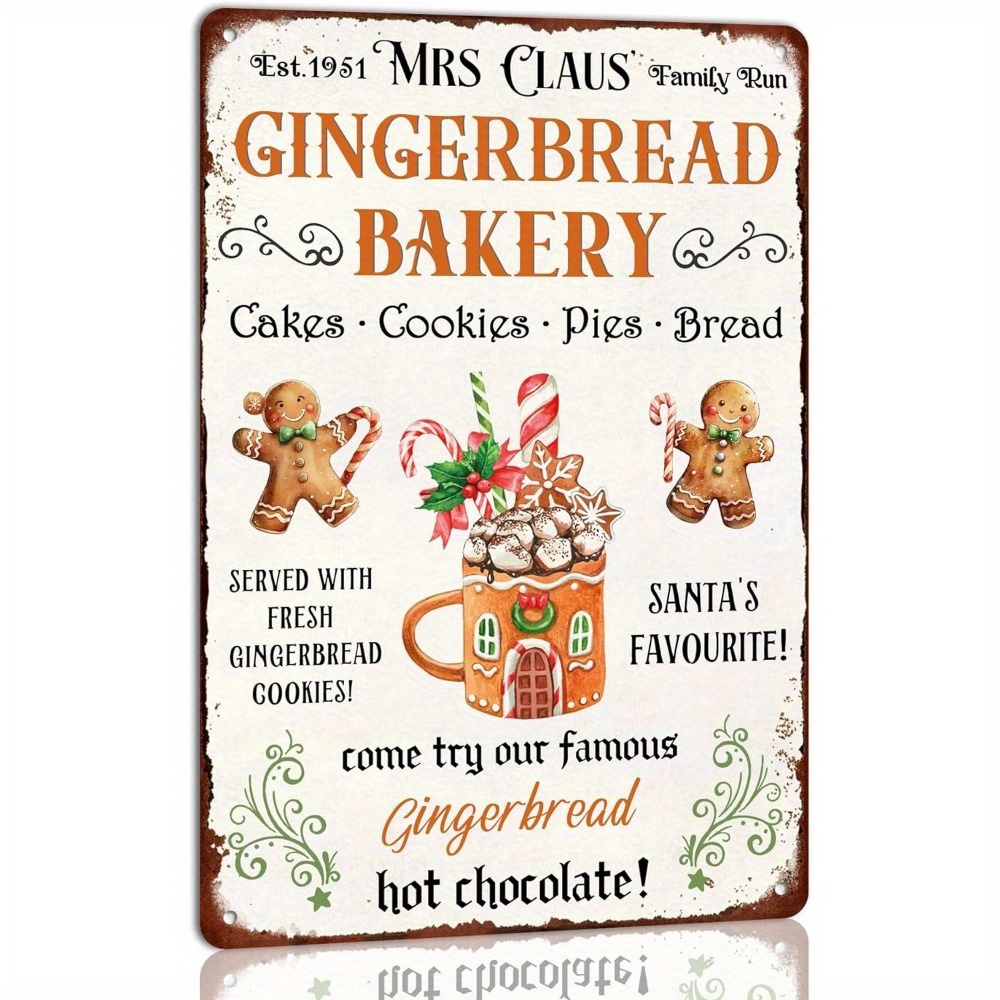 

Gingerbread Bakery Metal Iron Sign Christmas Themed Vintage Poster Kitchen Family Farmhouse Christmas Wall Art Deco Winter Decorated Vintage Plaque 8x12 Inches