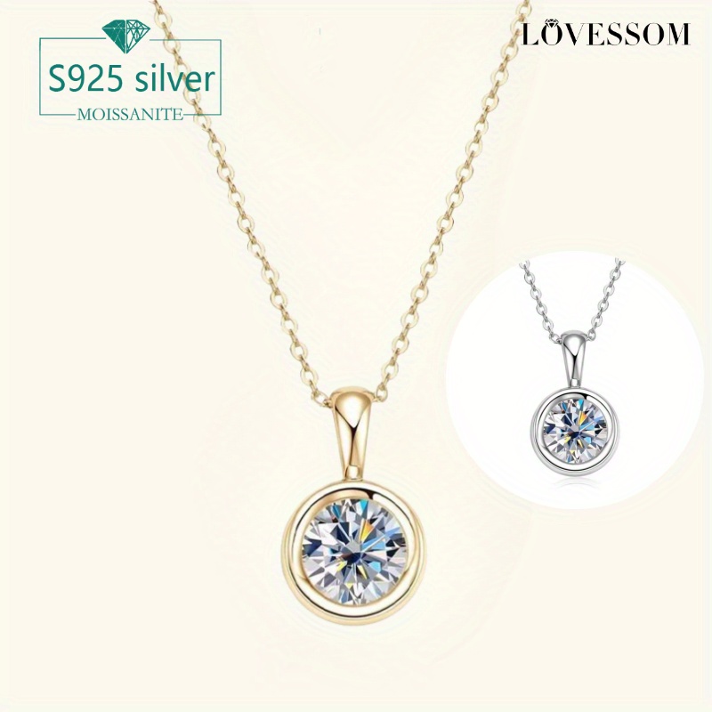 

Collier Pendentif LOVESSOM Élégant en Moissanite de 1 Carat en Argent Sterling 925 - Parfait pour Tenue Décontractée & Cadeau, Boîte Cadeau Incluse