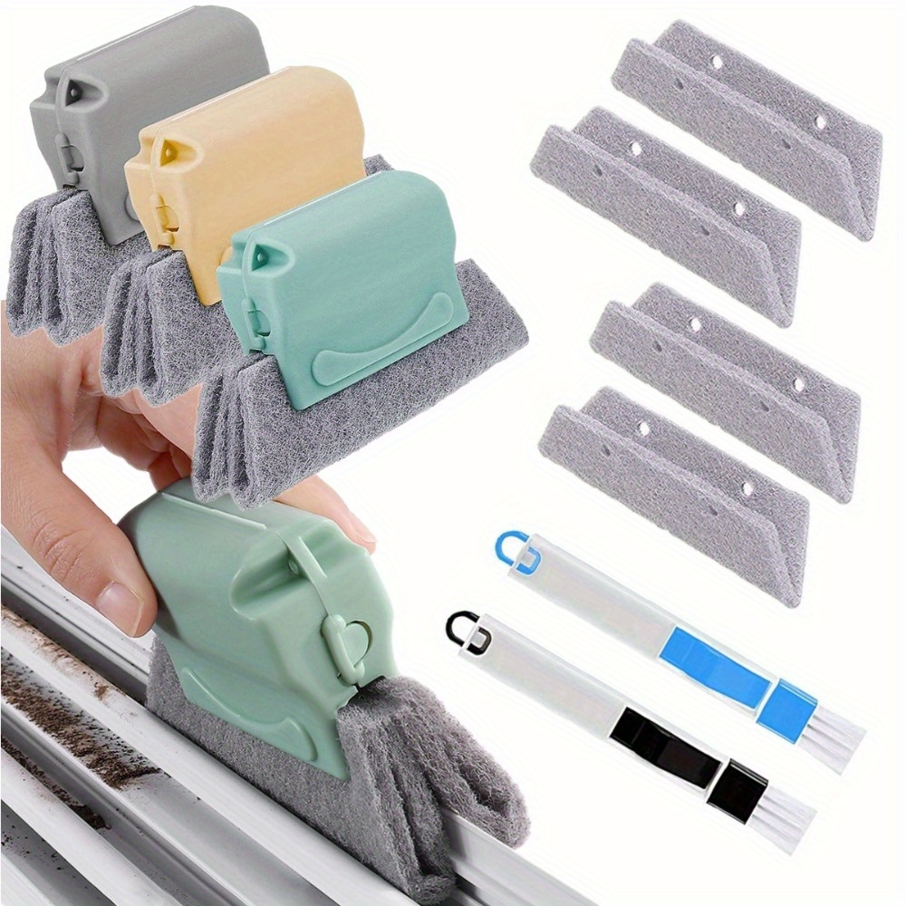 

9-piece Cleaning Brush Set With Replacement Pads And Handheld Gap Cleaning Tools For Efficient Window Rail Cleaning