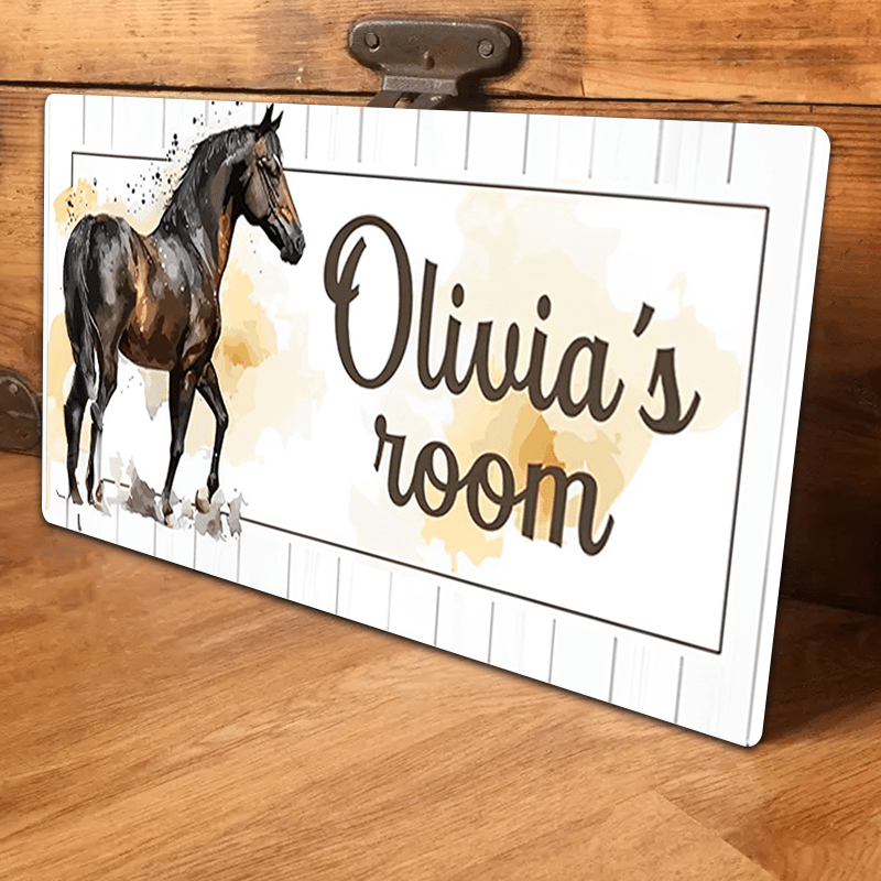 

Personalized Aluminum Door Sign - Contemporary Hanging Wall Art With Custom Name - Farmhouse Bedroom Decor - Metal Room Plaque For Holidays - 1pc 6x12 Inch