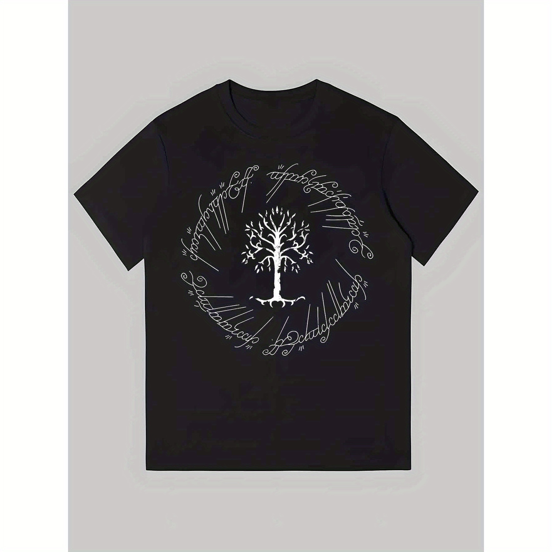 

Men' The Of The Rings The Of Gondor Short Sleeve, Chic Letter Print Design- Perfect For Summer Sports, Casual Wear, And Everyday Styling