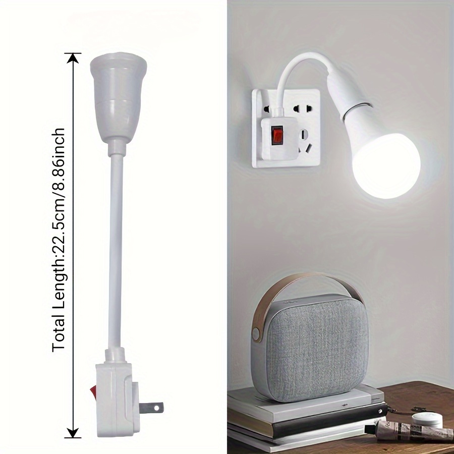 adaptador de soquete para lâmpada led e27 com  , suporte de parede  , base de lâmpada plug-in, 110-130v,     eua, luz noturna decorativa e   de base para lâmpada de cabeceira, sem necessidade de bateria 1
