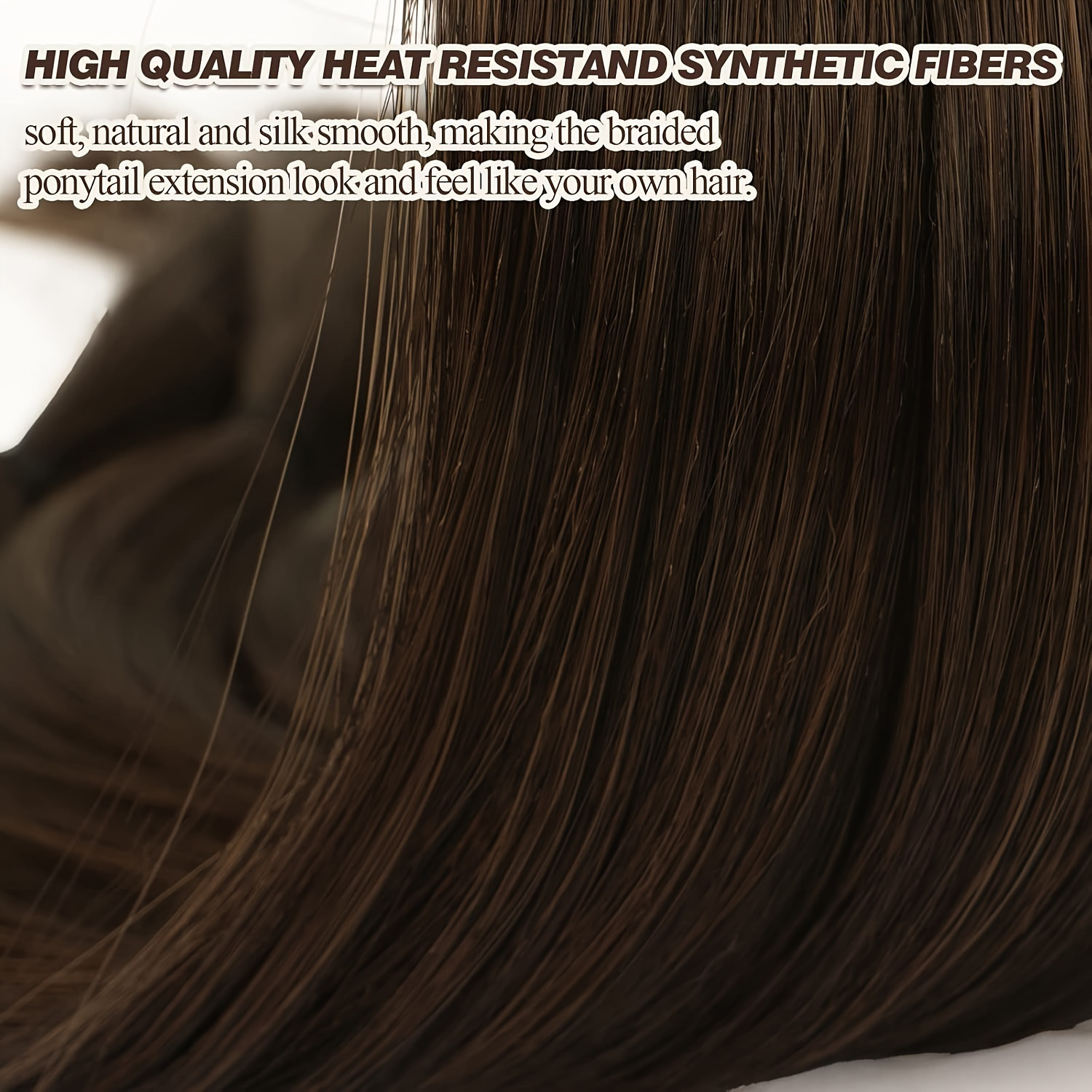 2pcs 30 inch long braided ponytail extension soft natural looking diy wrap around hair piece with hair tie straight synthetic hair for women and girls details 8