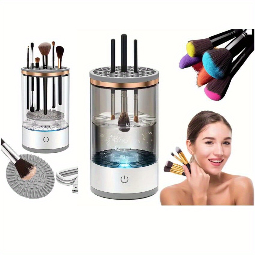 

3-in-1 Usb Powered Makeup Brush Cleaner, , Drying, And Dust-proofing Machine For Makeup Tool Maintenance - Automatic Deep Cleaning For Beauty Brushes, Auto-rotating Design