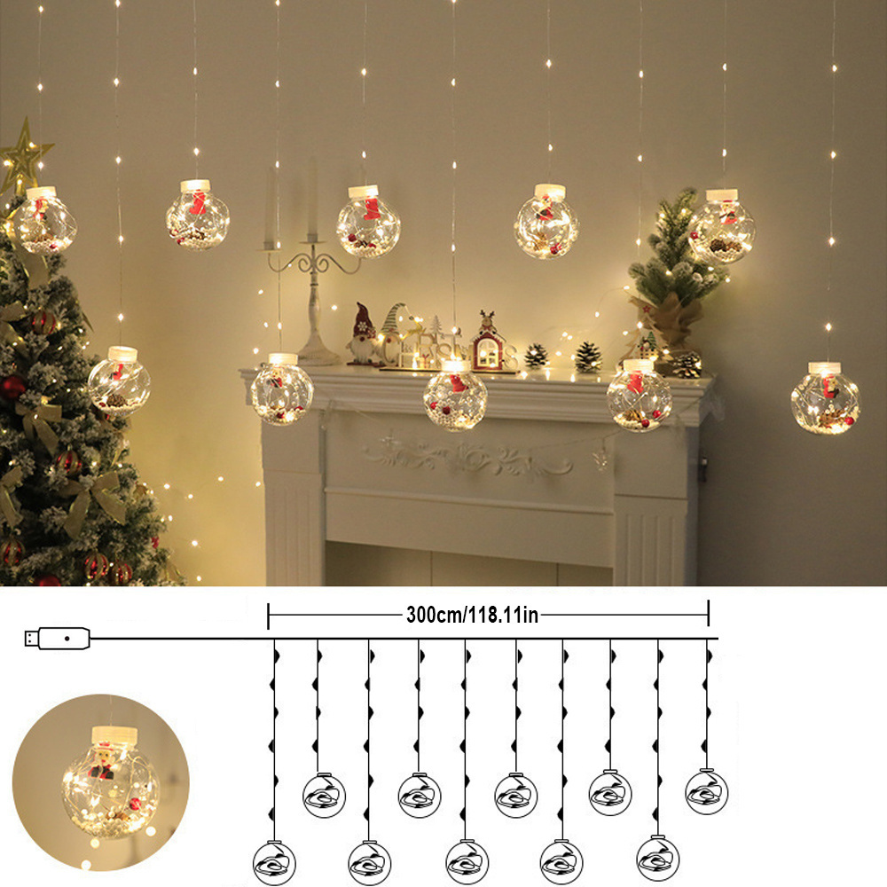 versatile led curtain lights for christmas thanksgiving   garden patio and bedroom decor with wishing balls best for christmas   thanksgiving details 4