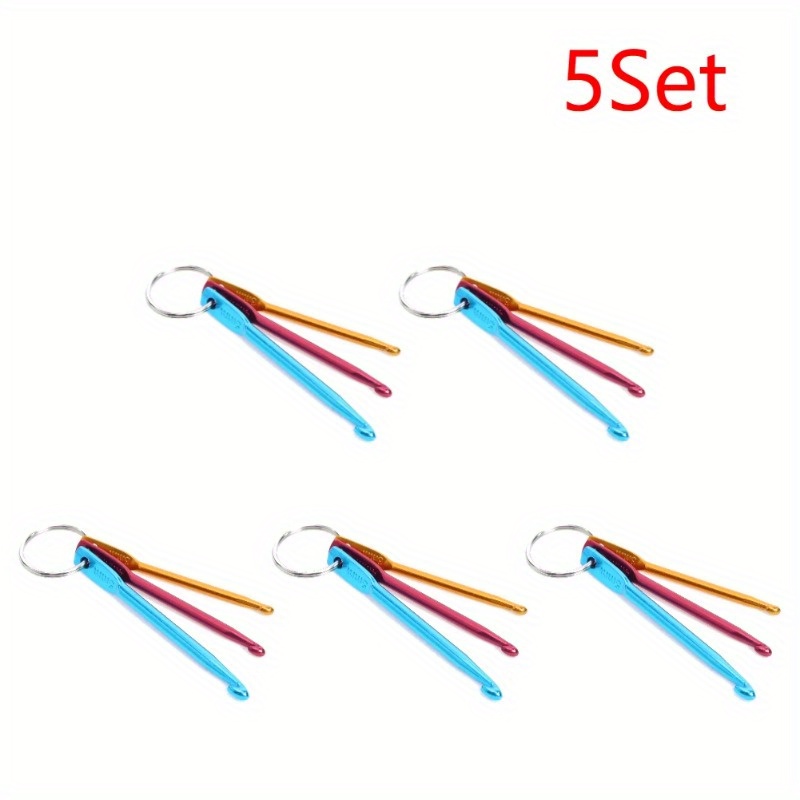 5set 3pcs Crochet Needles Multicolour Mini Aluminum Keychain Crochet Hooks Crafts Tools Knitting Needles