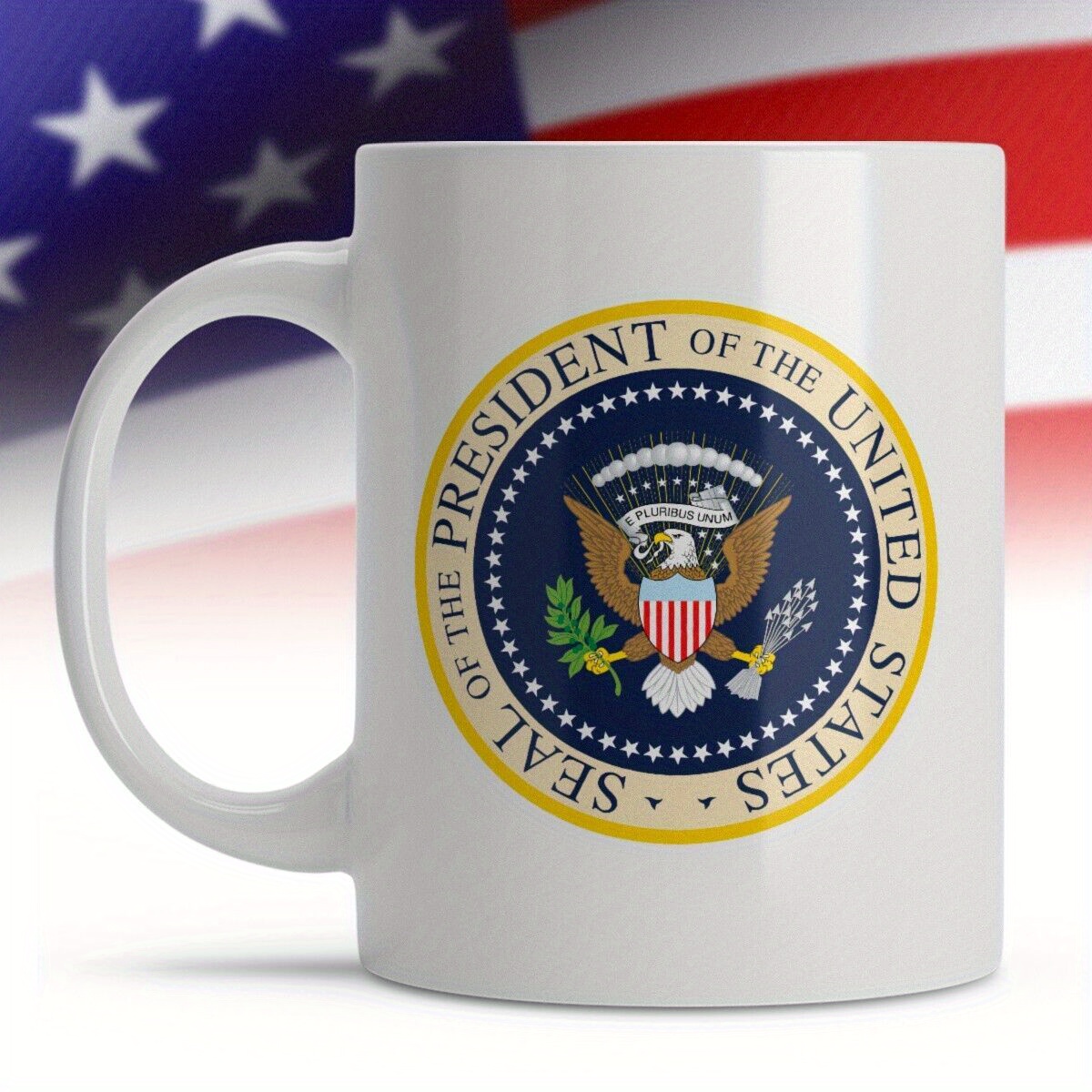 

Coffee Mug, Seal Of Of The United States, 11oz Ceramic Coffee Mug, 11oz White Mug With Double Side Print - Ideal Gift For Friends And Colleagues