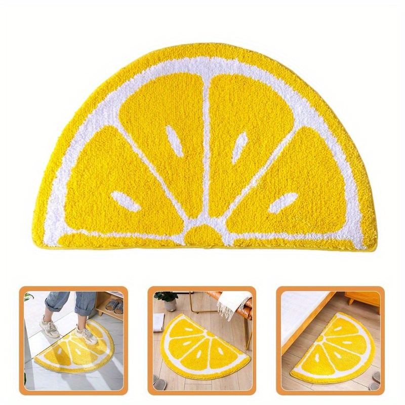 

Fruit Pattern Rug: Cute Lemon Doormat, Half Round Shaped, Water Absorption, Non Slip, Welcome Floor Mat - Suitable For Home, Bathroom, Kitchen, And Living Room Decoration