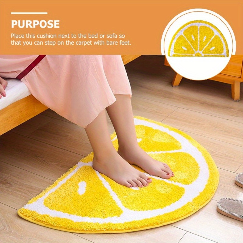 fruit pattern rug cute lemon doormat half round shaped water absorption non slip welcome floor mat suitable for home bathroom kitchen and living room decoration details 1