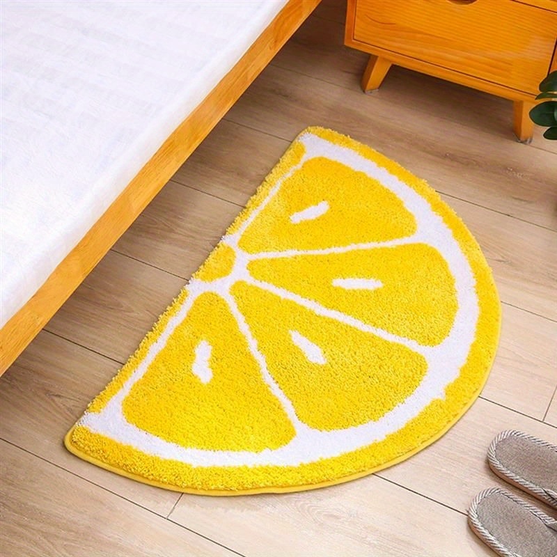 fruit pattern rug cute lemon doormat half round shaped water absorption non slip welcome floor mat suitable for home bathroom kitchen and living room decoration details 3