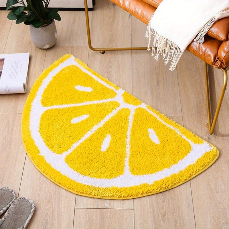 fruit pattern rug cute lemon doormat half round shaped water absorption non slip welcome floor mat suitable for home bathroom kitchen and living room decoration details 4