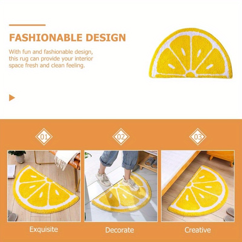 fruit pattern rug cute lemon doormat half round shaped water absorption non slip welcome floor mat suitable for home bathroom kitchen and living room decoration details 5