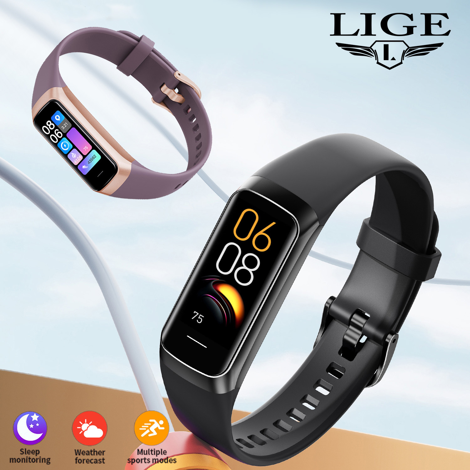   smartwatch with wireless 5 0     sleep sedentary alerts stopwatch message notifications calorie   magnetic charging   alloy case purple black options smart watch for   phones