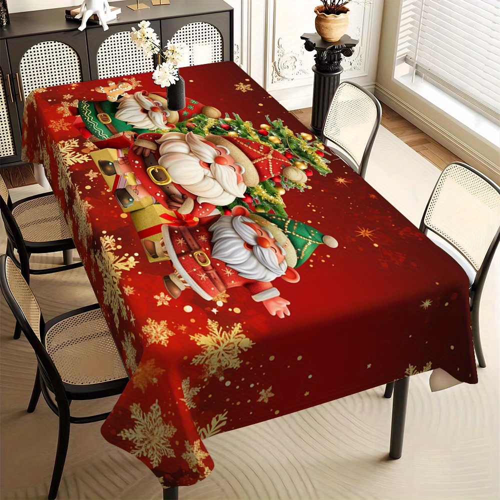 

Washable Rectangular Christmas Tablecloth For Parties & Dining - For / And