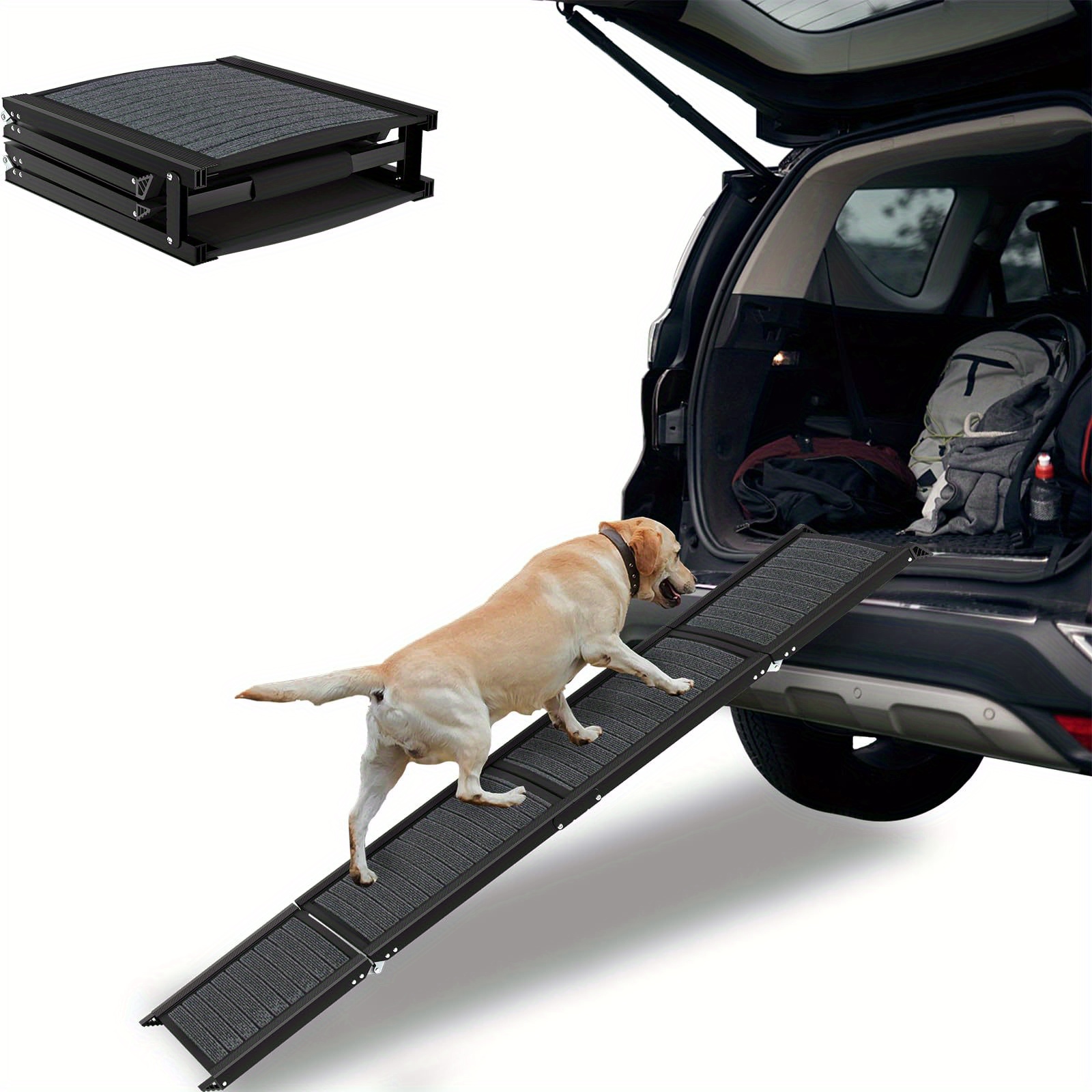 TEMU Rampa plegable para perros de coche de 157 x 44 cm, escaleras para perros con superficie de alfombra antideslizante, rampas portátiles para