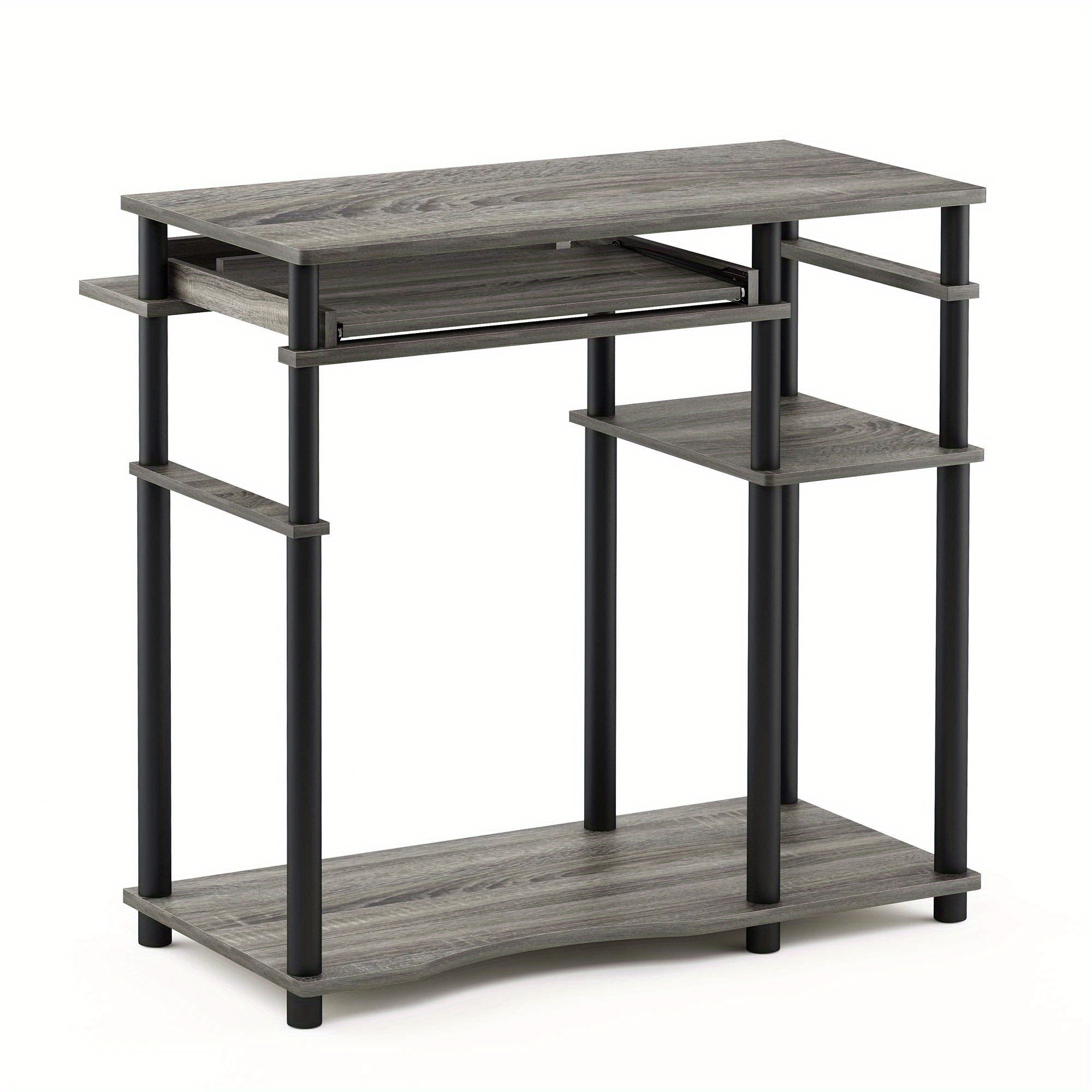 

Furinno Computer Desk With Bookshelf, Grey/ Black