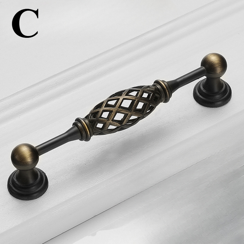Image of 1pc Bronze Birdcage Cabinet Handle - Vintage Hollow Out Design For Drawers, Wardrobes & Furniture Doors - Durable Alloy