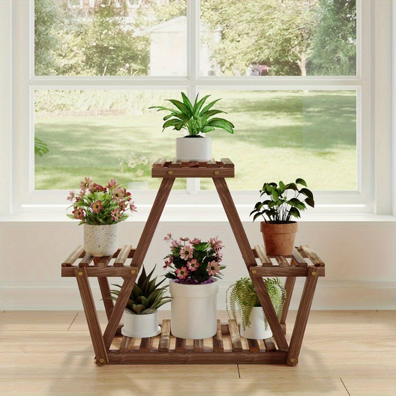 

1 Set Of Plant Rack, Living Room Rack, Wooden Outdoor Plant Rack, Indoor Multiple Plants, Terrace, Garden, Large House, Free Gloves And Wooden Hammer (y)