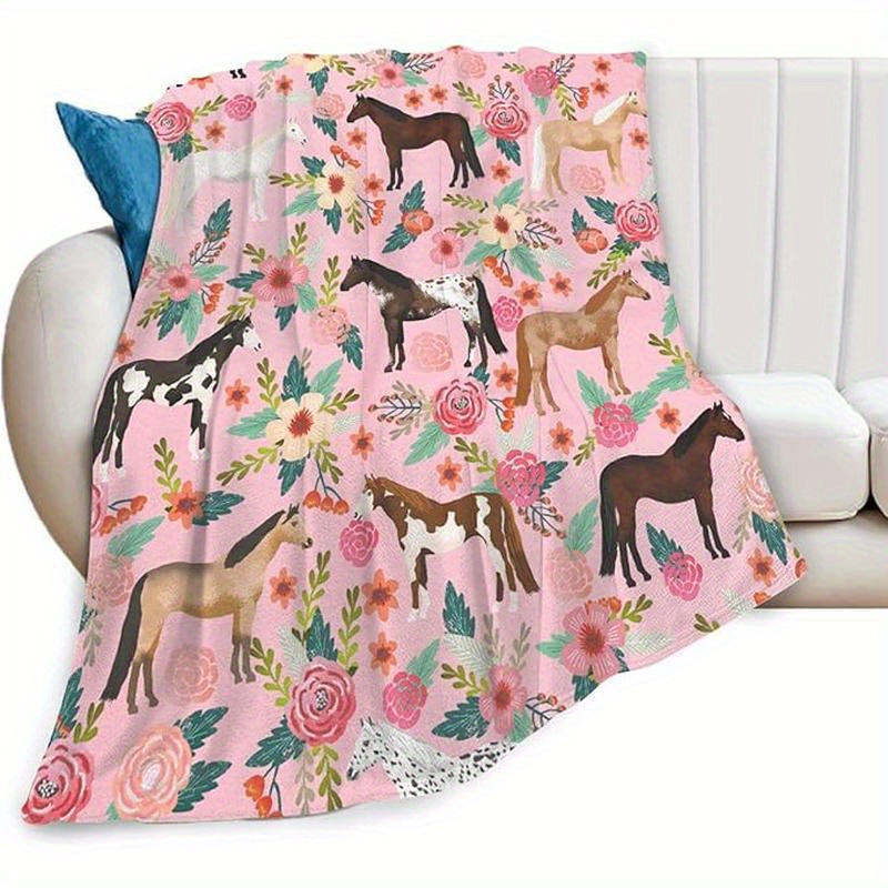 

Blanket Women Horses Blankets Fleece Blanket For Decor Bed Sofa