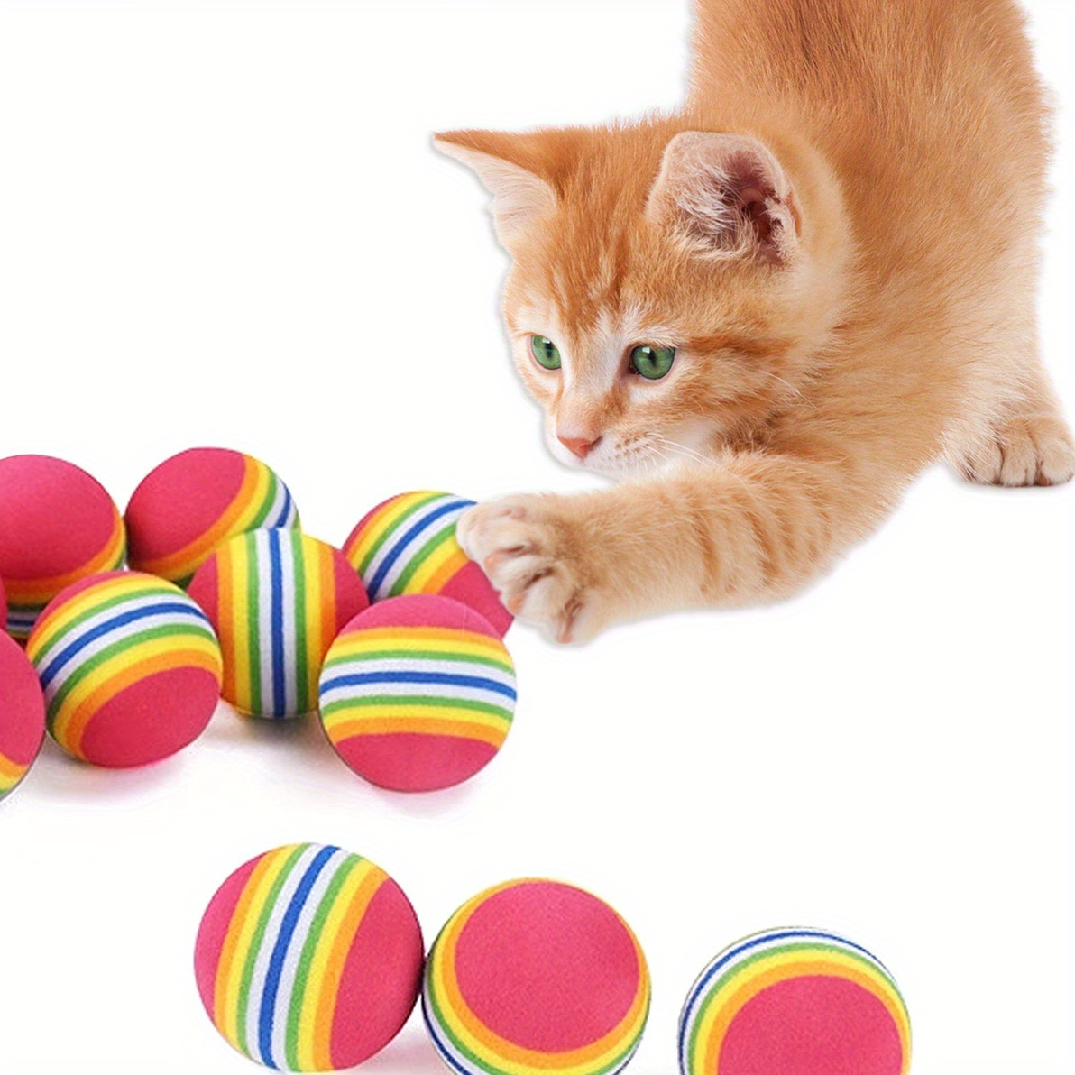 10pcs vibrant rainbow striped foam balls durable plastic cloud pattern ideal for all   breeds   play exercise Product details 1