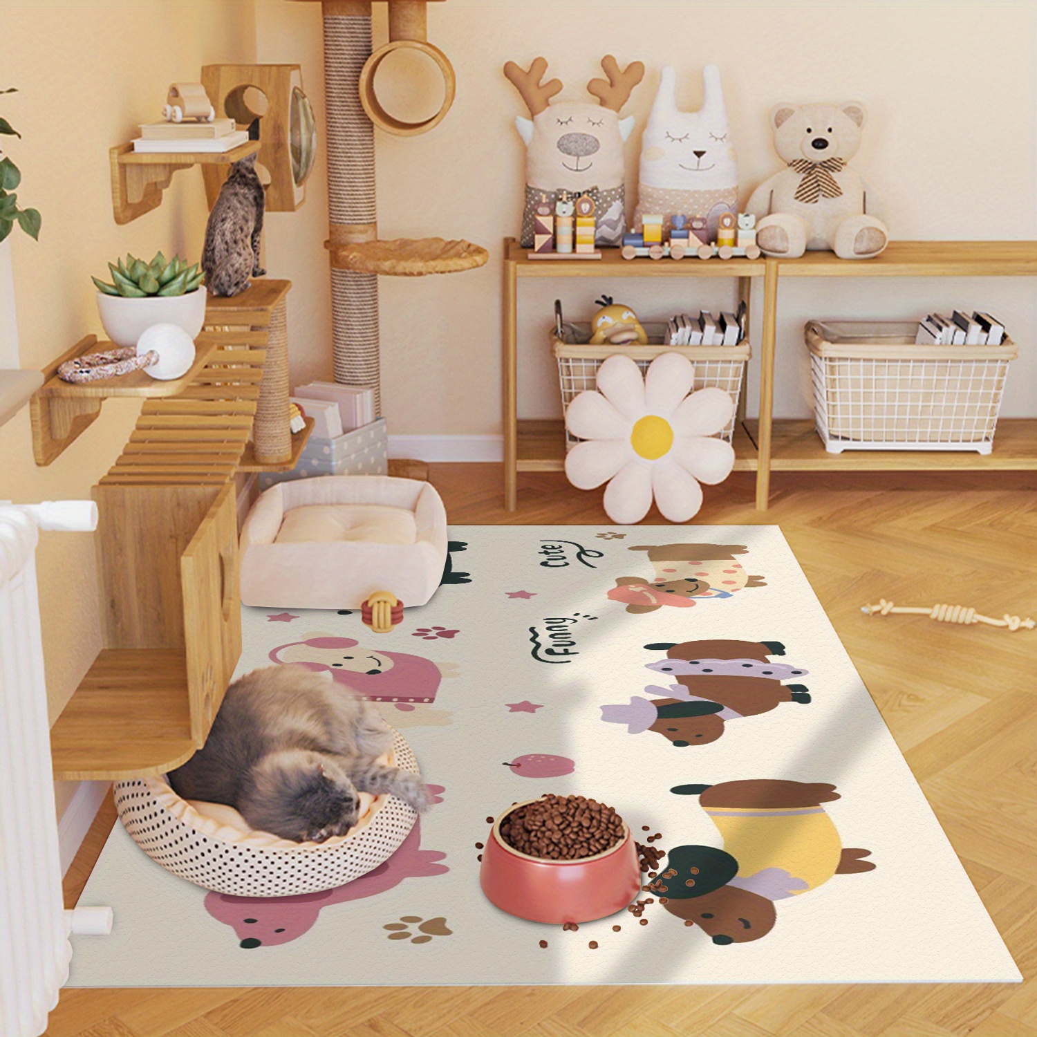 TEMU 1pc Creatively Designed Pvc Pet Mat Featuring A Pattern, And Resistant To Dirt, Suitable For Dog Cages And For Dogs And Cats. Bite-resistant, Easy To Clean, Non-slip, And Has A Cutting Design