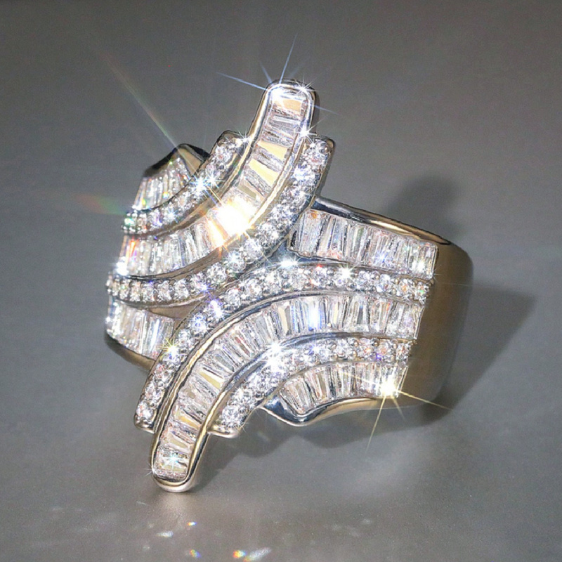 1pc luxury glitter style 925 silver plated copper ring Temu Oman