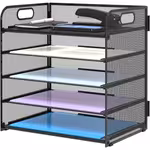 LocalDALTACK 5-Tier Desk Organizer with Handle Mesh Desk File/ Paper Organizer Letter Tray for OfficeOpen in new tab.