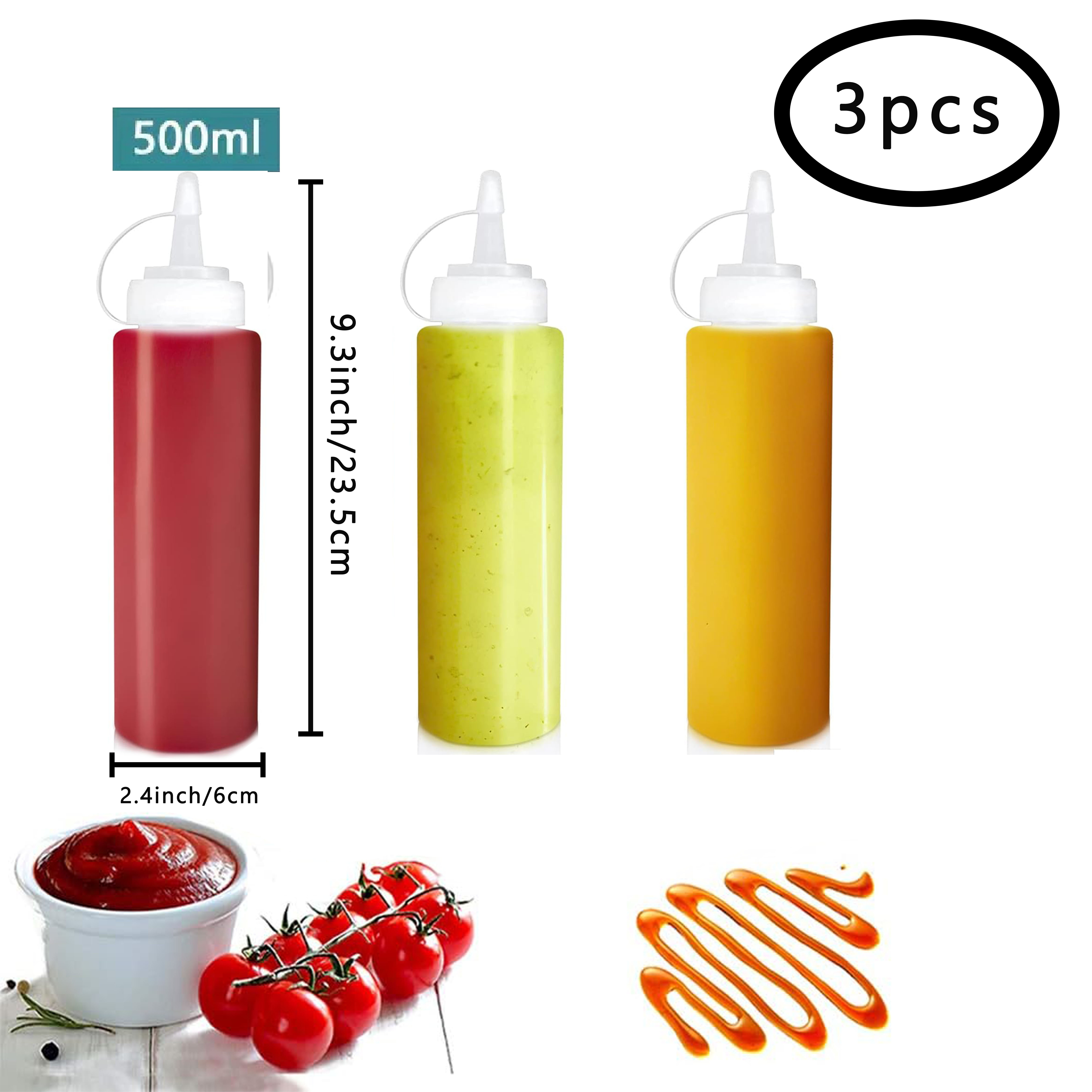 Image of 3pcs Rectangle Squeeze Bottles - Non-toxic, Pvc-free, Condiment Containers For Salad, Bbq, Baking, Roasting, Camping, Picnic - Utensils For Outdoor And Indoor Use