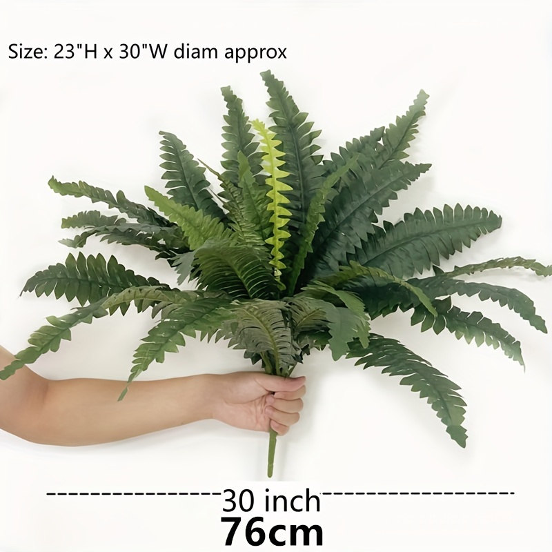 2pcs Uv-resistant Artificial Boston Fern - Large Faux Greenery Plant For Indoor And Outdoor Decor, Perfect For Home Gardens, , And Farmhouse Accents