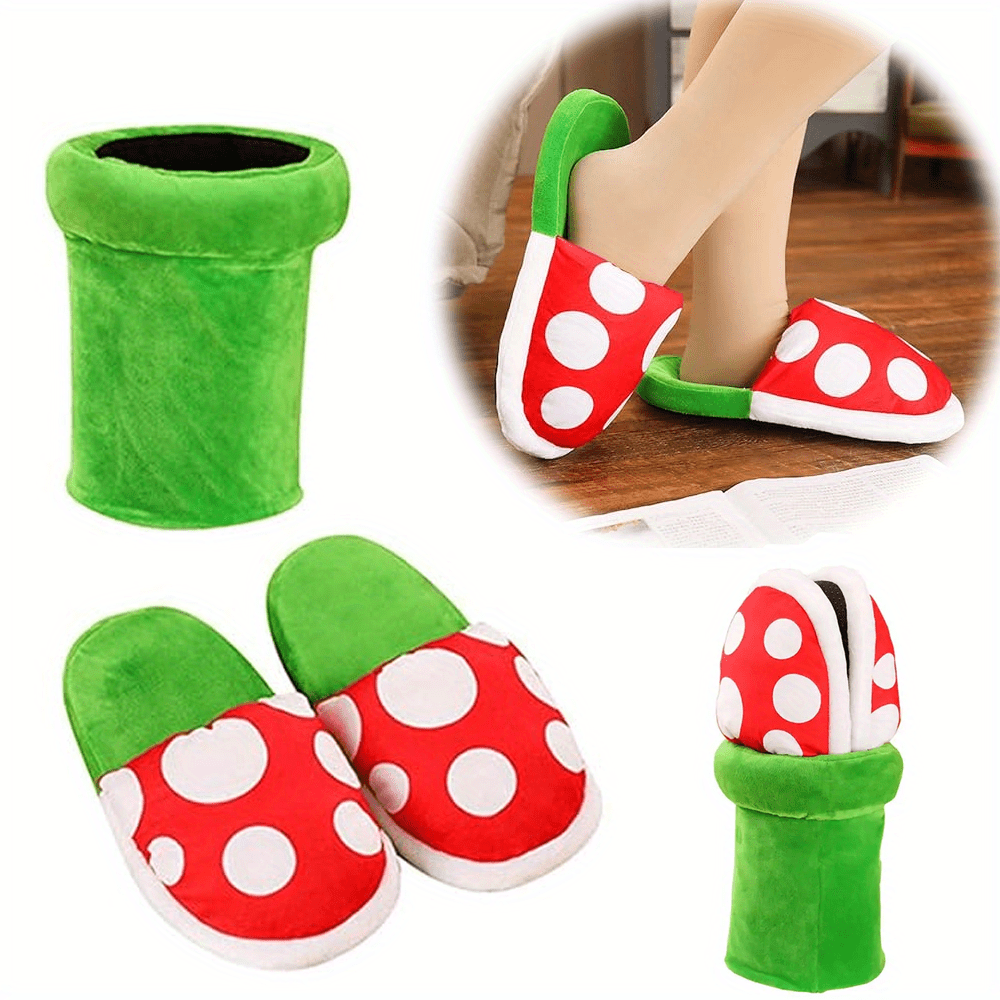 

Creative Polka Dot Plush Slippers With Non-woven Fabric Lining, Unisex Comfort Indoor Home Shoes, Anti-slip Sole, Unique