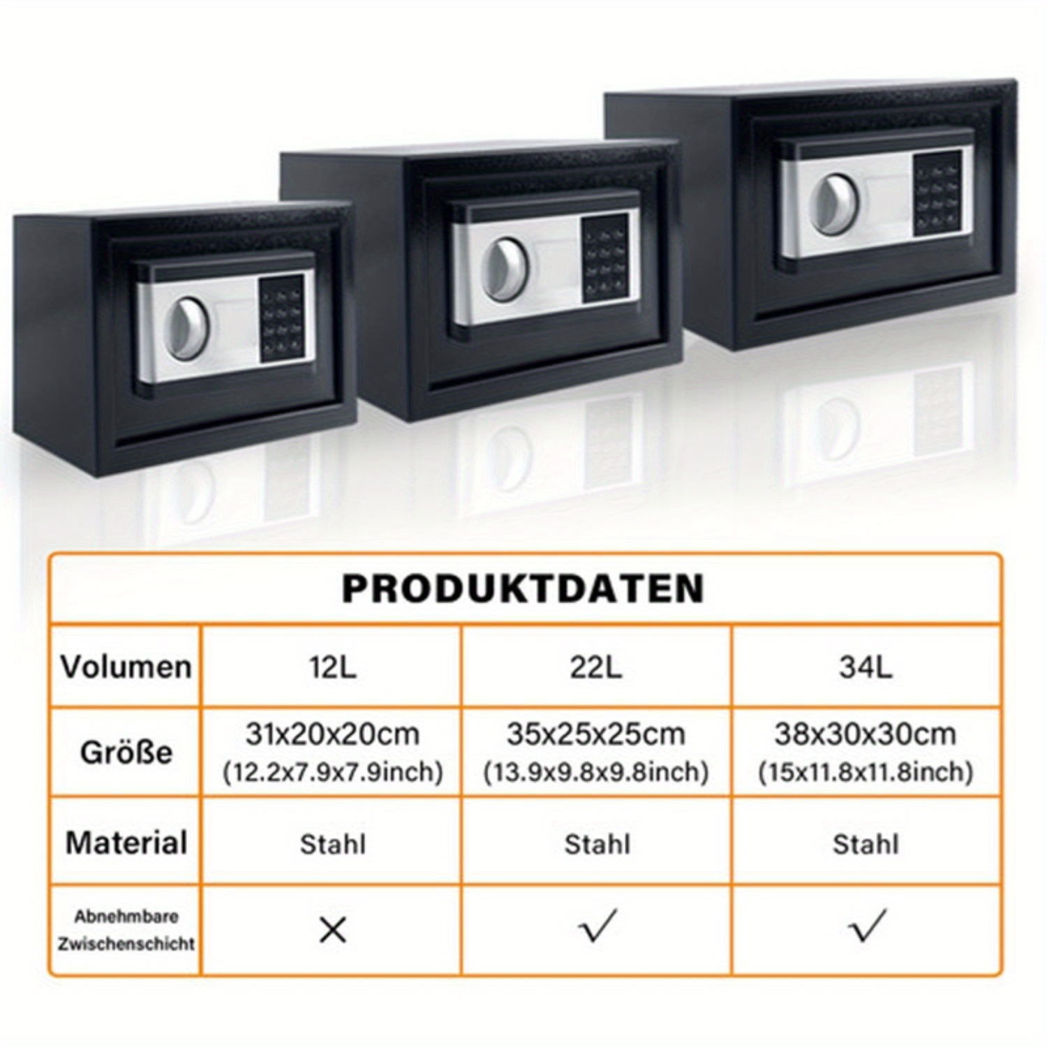 Image of Steel Cabinet Electronic Safe Furniture Security Safe With Lock And Keys Hanging Steel Door 12l 22l 34l