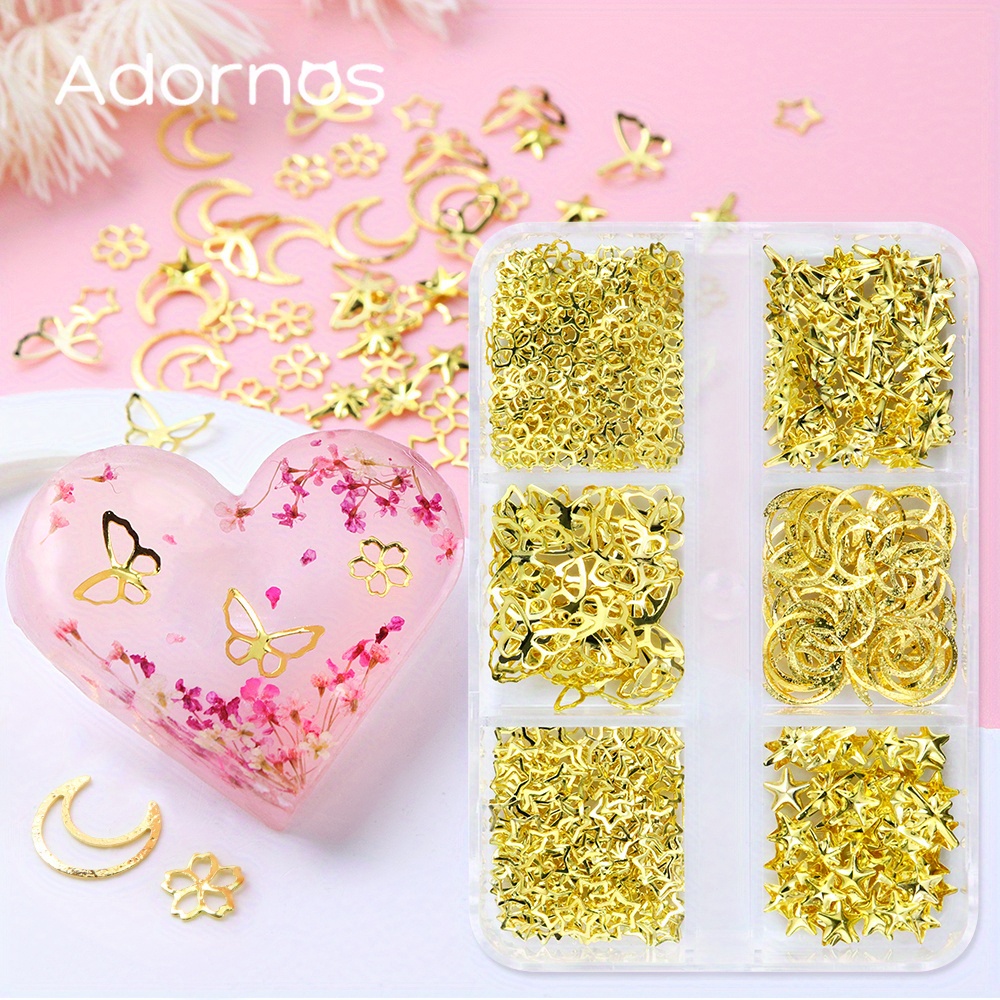 

550-piece Epoxy Resin Fillers Set - Metallic Butterfly, Stars, And Moon Shapes For Silicone Resin Molds - Pendant Crafting Accessories