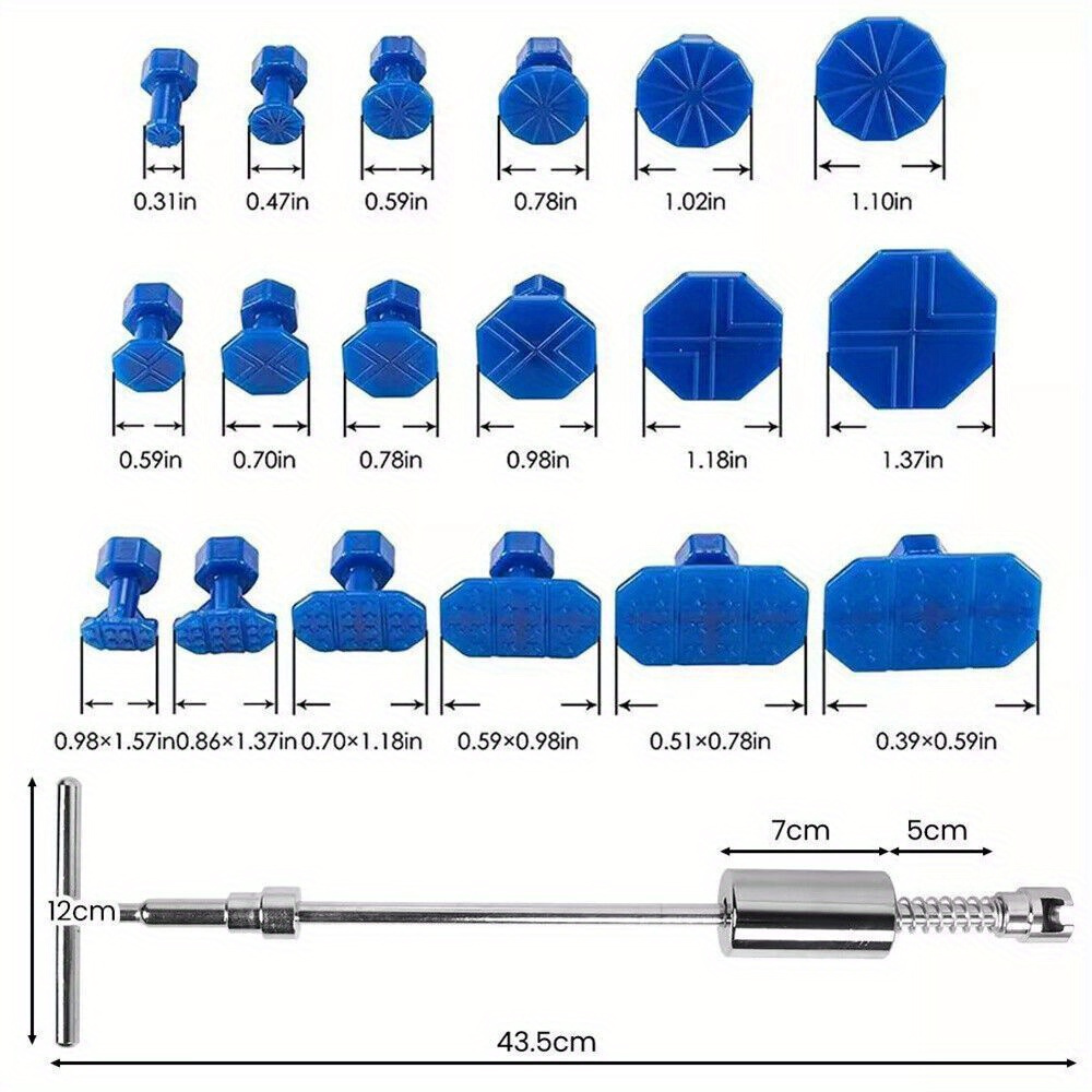 TEMU 30pcs Car Dent Puller T Dent Repair Tools Auto Repair Sheet Metal Slide Hammer Reverse Hammer Tabs Glue Kit Hail Pit Paintless Remover