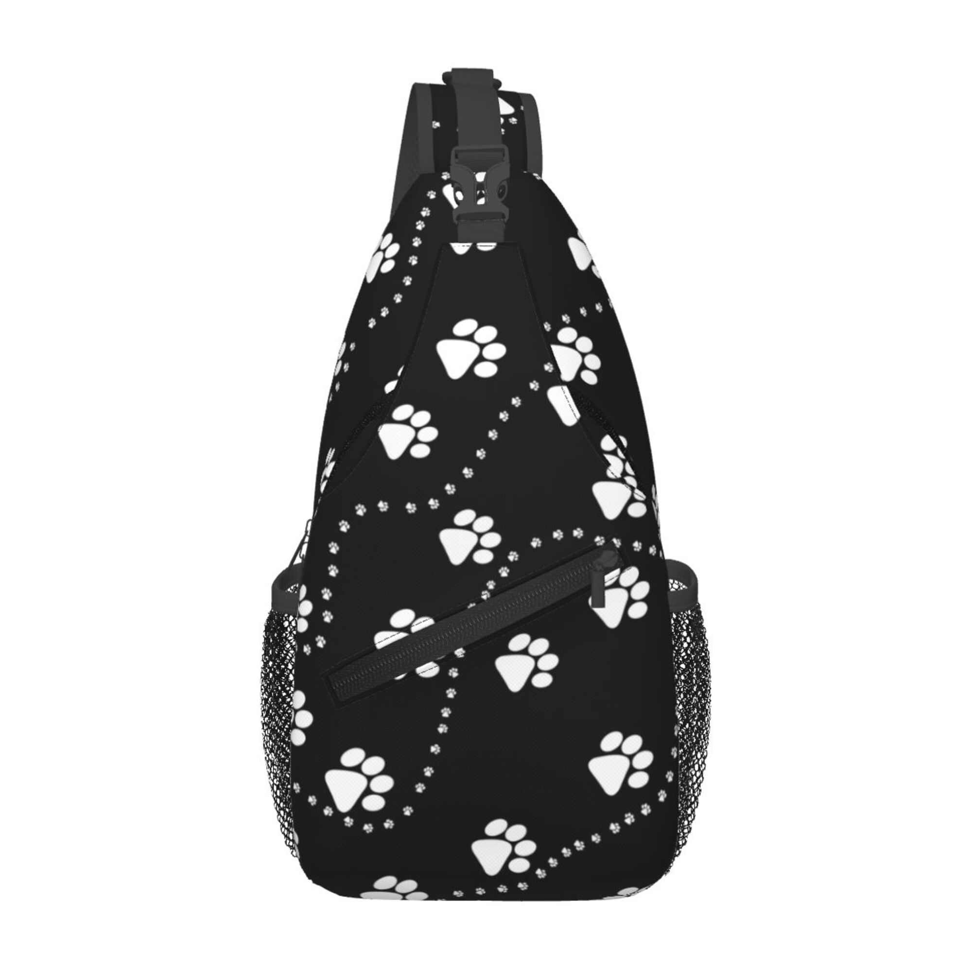 

Men's Casual Sling Bag With Paw Print Design, Durable Polyester Crossbody Chest Pack With Zipper Closure, Hand Washable, Uncharged, Stylish For Going Out, Travel, And Outdoor Activities