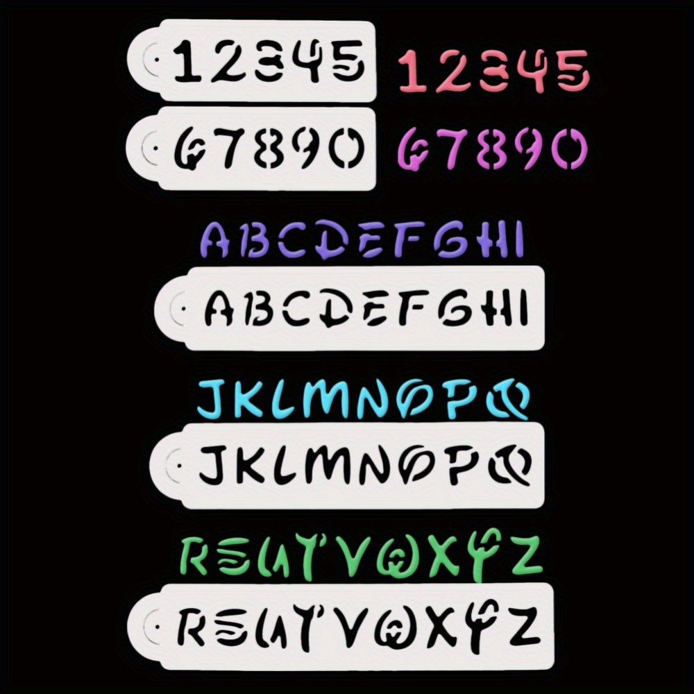 

5pcs Reusable Diy Alphabet & Number Stencils Set For Scrapbooking, Signs, Shirts, Walls, Cookies, Furniture &