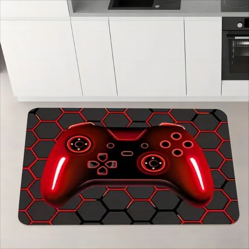 

Gaming Controller Print Flannel Door Mat - , Non-slip, Machine Washable, Waterproof Floor Rug For Kitchen, Hallway, Living Room, Bedroom, Laundry - & Easy To Clean