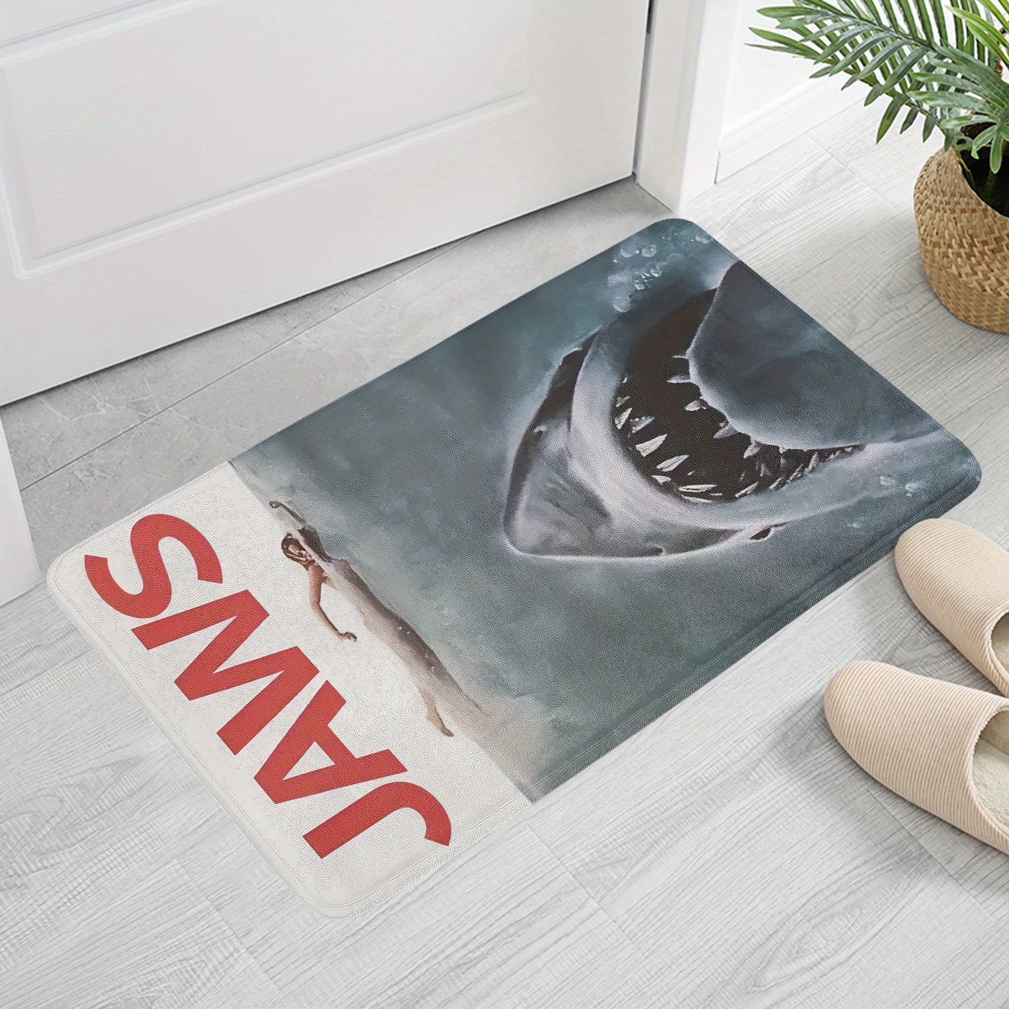 

Shark Movie Theme Doormat - 1pc, Polyester, Stain Resistant, Water-resistant, Non-slip, Washable Kitchen/bathroom/entrance Floor Mat, Ideal Gift For Home Decor, 15.7x23.6 Inches