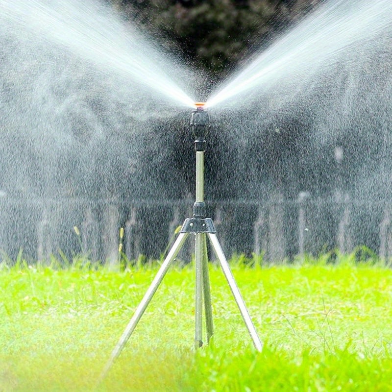 

360 Rotary Lawn Sprinkler, Telescopic Garden Irrigation Tripod, Stainless Steel Support, No Power, No Battery, No Connector, Metal Construction