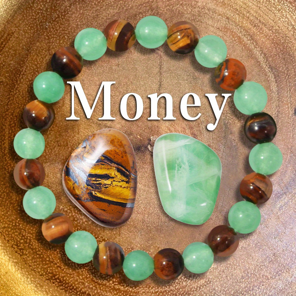 

Money Bracelet With Green Tiger Eye- Bracelet - Wealth, , & - Green -tiger Eye