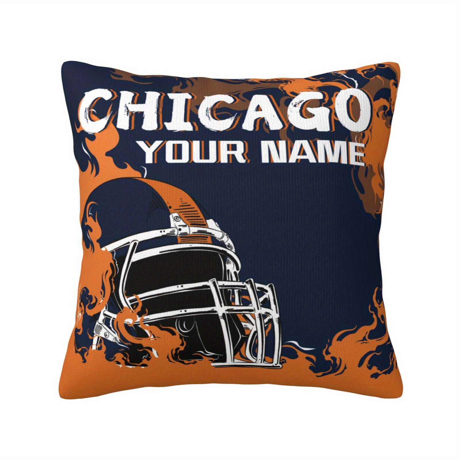 

Custom Chicago Football Throw Pillow Cover 18x18 Inches - Personalized For Bedroom & Living Room, Polyester Case