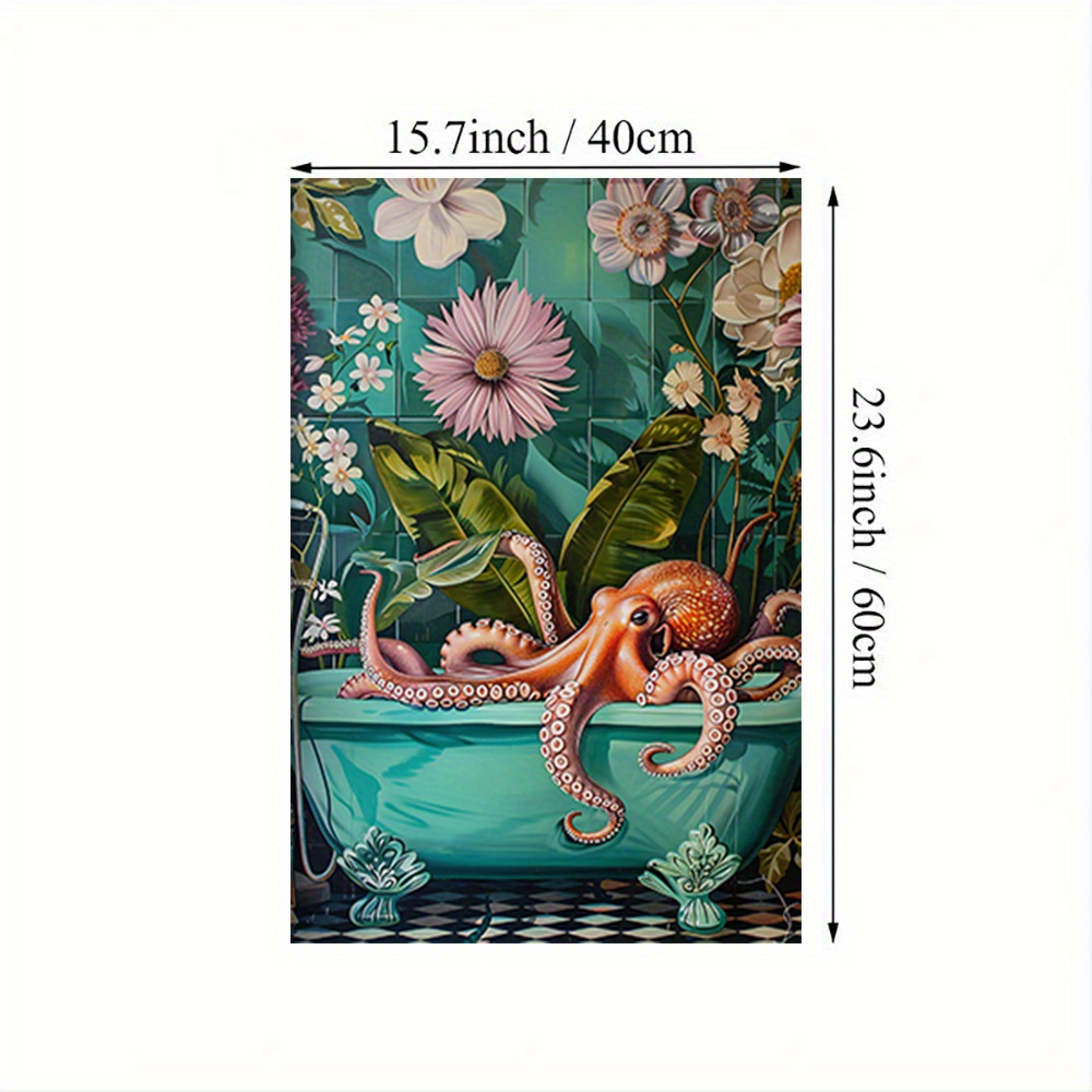 TEMU Art sur Toile de d'Halloween dans une Baignoire - Accents Floraux, Décoration Murale Cadre pour & la Décoration de Chambre