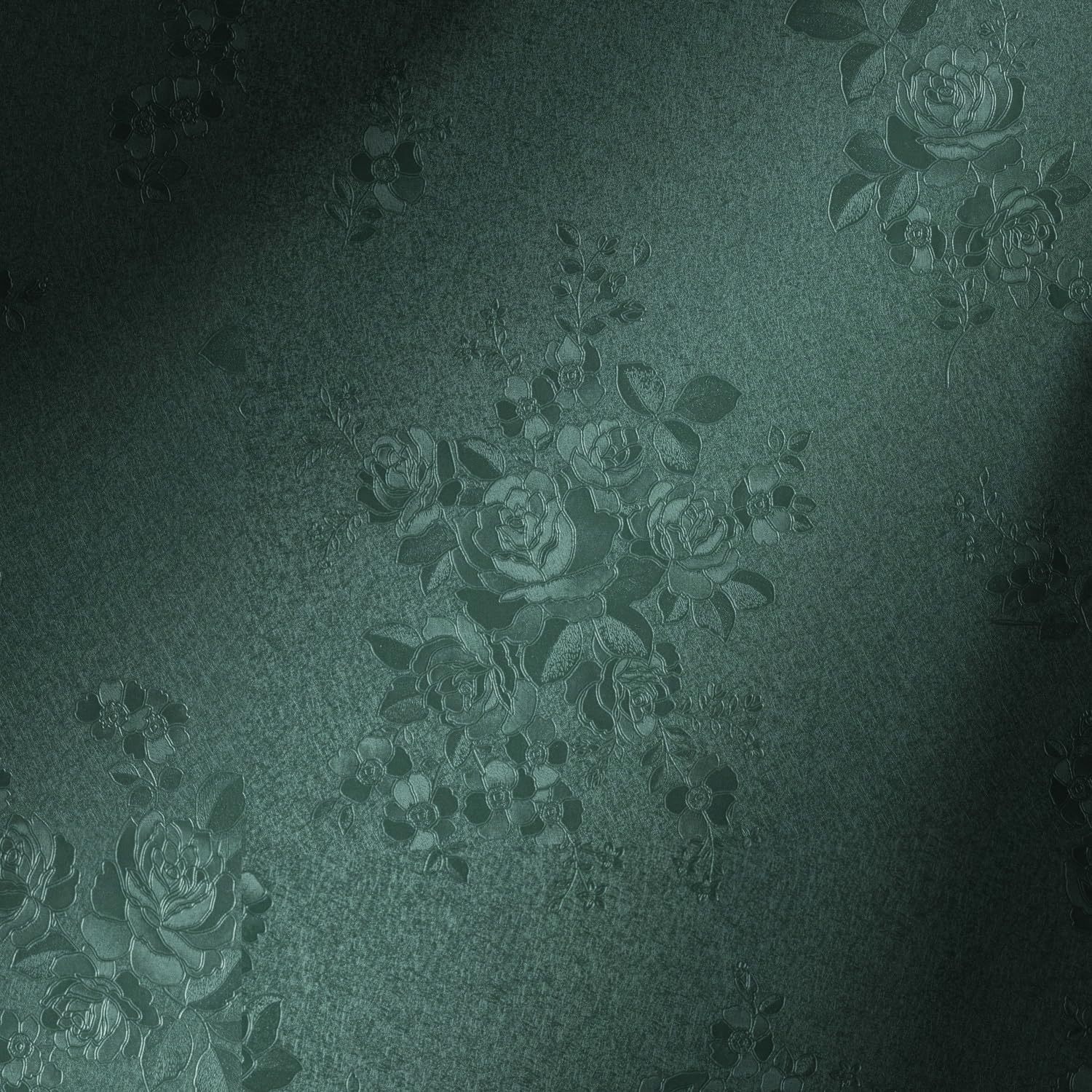 Image of 1 Roll Of Retro Self-adhesive Contact Paper, Dark Green Peel And Stick Wallpaper, Thickened Floral Embossed Wallpaper, Self-adhesive Movable Wallpaper, Cabinet Decoration